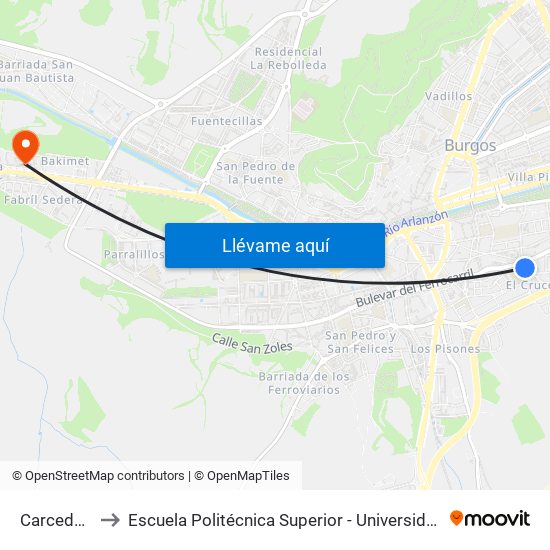Carcedo Colegio to Escuela Politécnica Superior - Universidad De Burgos - Campus Milanera map