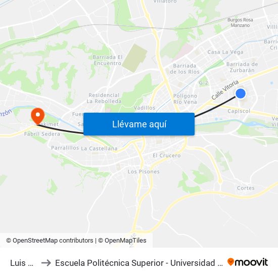 Luis Alberdi to Escuela Politécnica Superior - Universidad De Burgos - Campus Milanera map