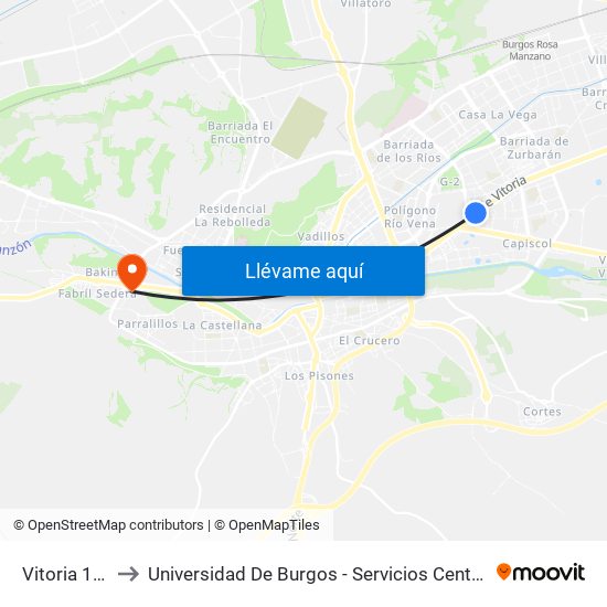 Vitoria 141 to Universidad De Burgos - Servicios Centrales map