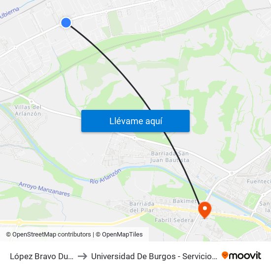 López Bravo Duo-Fast to Universidad De Burgos - Servicios Centrales map