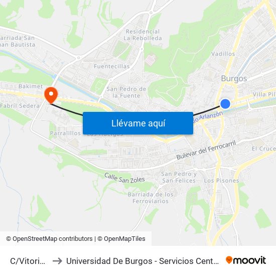 Vitoria 7 to Universidad De Burgos - Servicios Centrales map