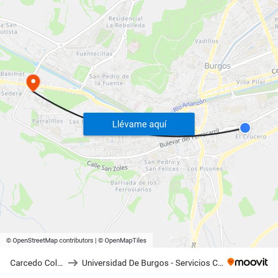 Carcedo Colegio to Universidad De Burgos - Servicios Centrales map