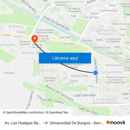 Av. Las Huelgas Reina Leonor to Universidad De Burgos - Servicios Centrales map