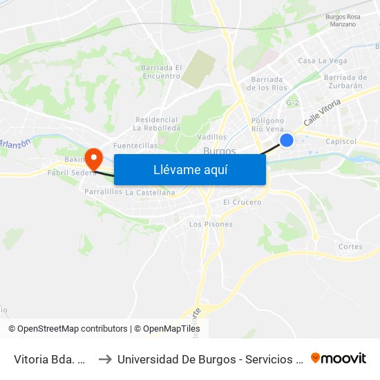 Vitoria Bda. Militar to Universidad De Burgos - Servicios Centrales map
