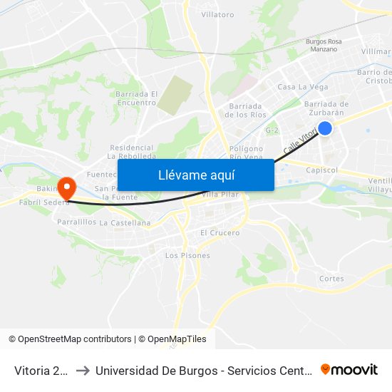 Vitoria 228 to Universidad De Burgos - Servicios Centrales map