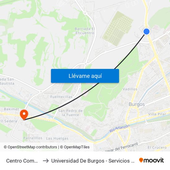 Centro Comercial to Universidad De Burgos - Servicios Centrales map
