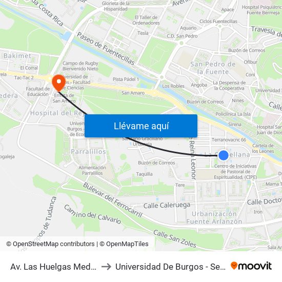 Av. Las Huelgas Medina De Pomar to Universidad De Burgos - Servicios Centrales map