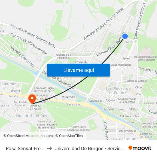 Rosa Sensat Frente Al 7 to Universidad De Burgos - Servicios Centrales map