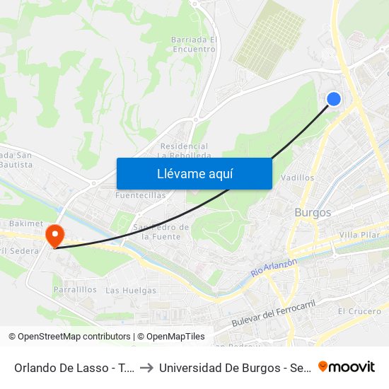 Orlando De Lasso - T.L. De Victoria to Universidad De Burgos - Servicios Centrales map
