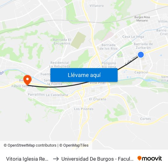 Vitoria Iglesia Real Y Antigua to Universidad De Burgos - Facultad De Educación map