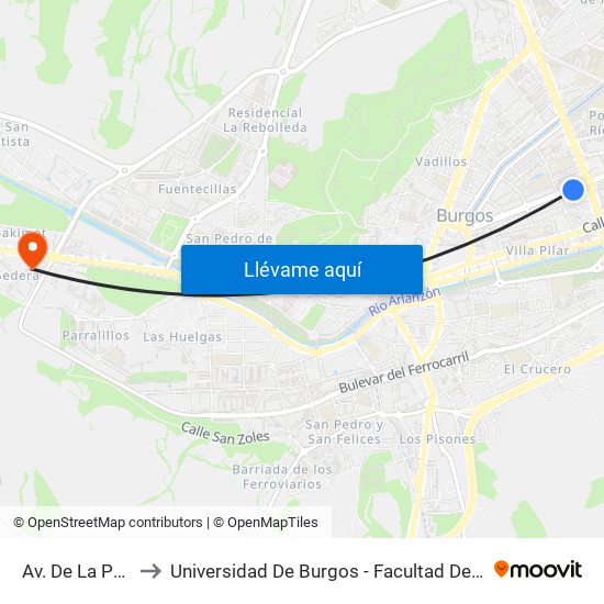 Av. De La Paz 32 to Universidad De Burgos - Facultad De Educación map
