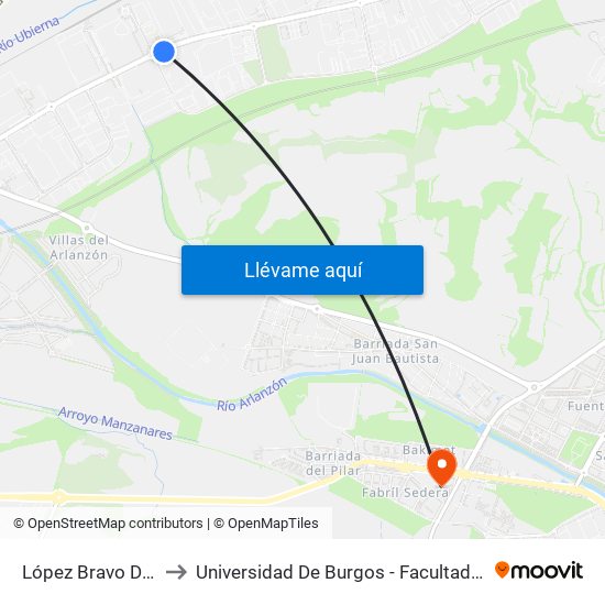 López Bravo Duo-Fast to Universidad De Burgos - Facultad De Educación map
