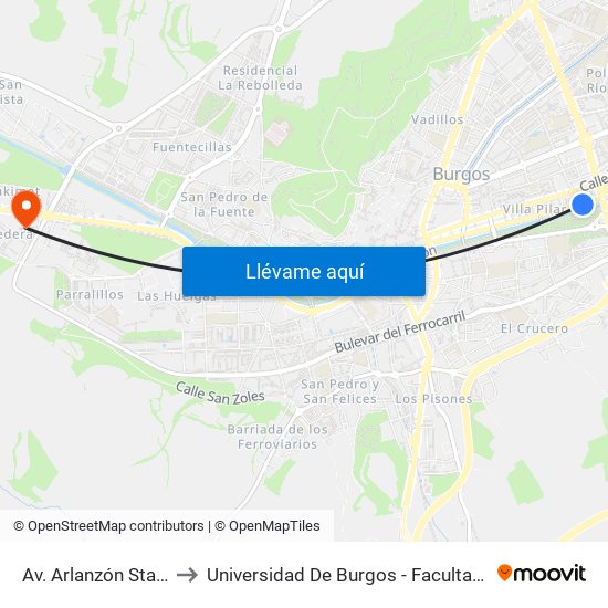 Av. Arlanzón Sta. Casilda to Universidad De Burgos - Facultad De Educación map