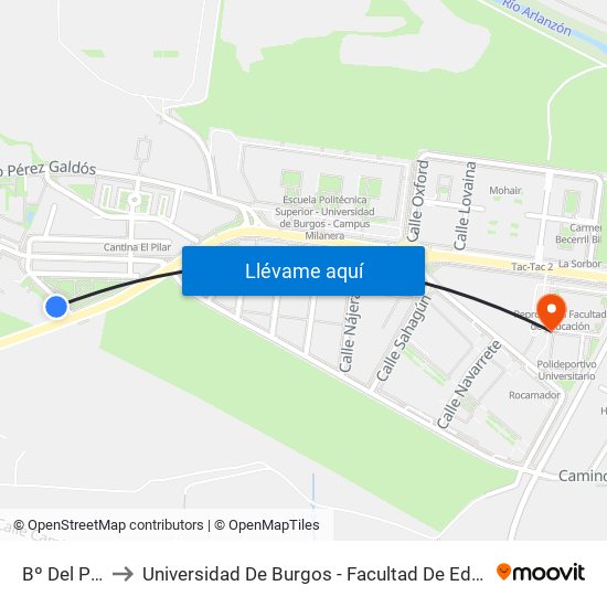 Bº Del Pilar to Universidad De Burgos - Facultad De Educación map