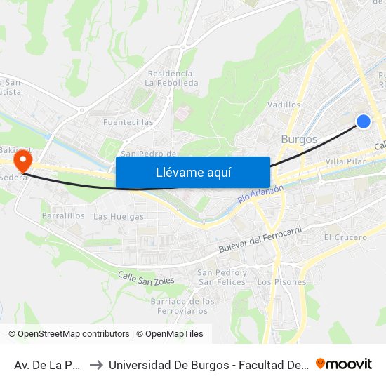 Av. De La Paz 41 to Universidad De Burgos - Facultad De Educación map