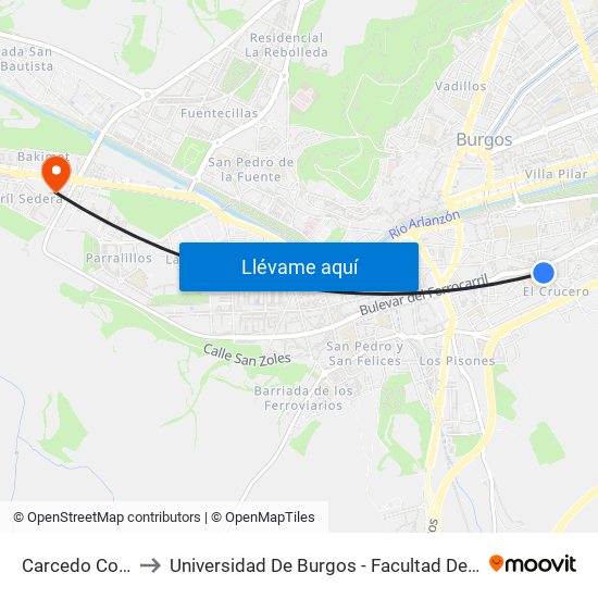 Carcedo Colegio to Universidad De Burgos - Facultad De Educación map