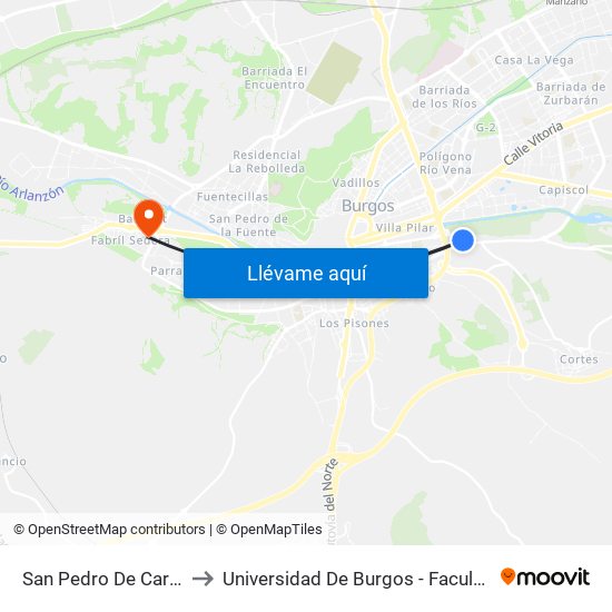 San Pedro De Card. Dª Elvira to Universidad De Burgos - Facultad De Educación map