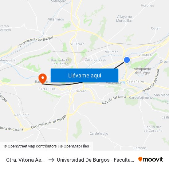 Ctra. Vitoria Aeródromo to Universidad De Burgos - Facultad De Educación map