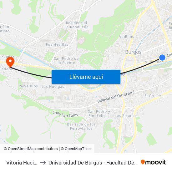 Vitoria Hacienda to Universidad De Burgos - Facultad De Educación map