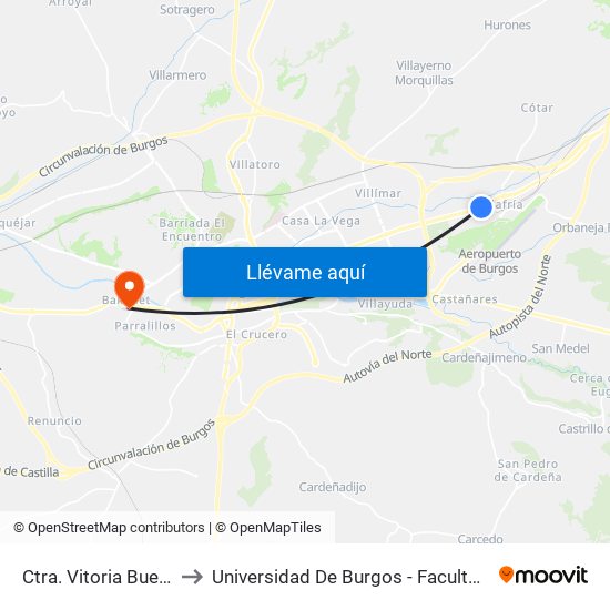 Ctra. Vitoria Buenos Aires to Universidad De Burgos - Facultad De Educación map