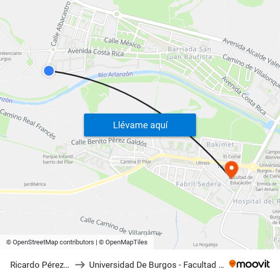 Ricardo Pérez - Penal to Universidad De Burgos - Facultad De Educación map