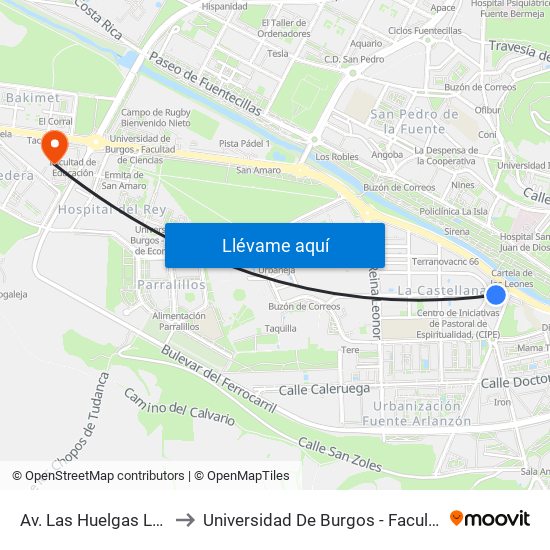 Av. Las Huelgas Las Esclavas to Universidad De Burgos - Facultad De Educación map