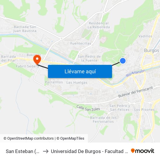 San Esteban (Iglesia) to Universidad De Burgos - Facultad De Educación map