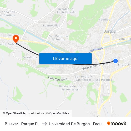 Bulevar - Parque De La Nevera to Universidad De Burgos - Facultad De Educación map