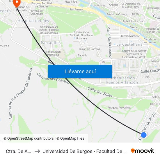 Ctra. De Arcos to Universidad De Burgos - Facultad De Educación map