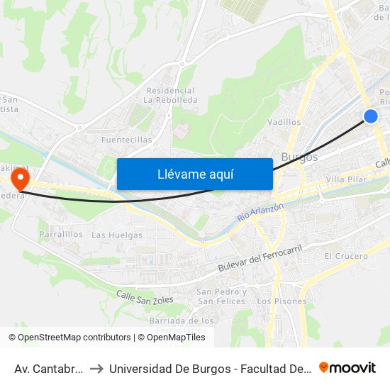 Av. Cantabria 31 to Universidad De Burgos - Facultad De Educación map