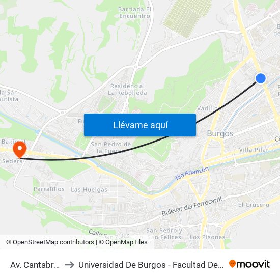 Av. Cantabria 59 to Universidad De Burgos - Facultad De Educación map