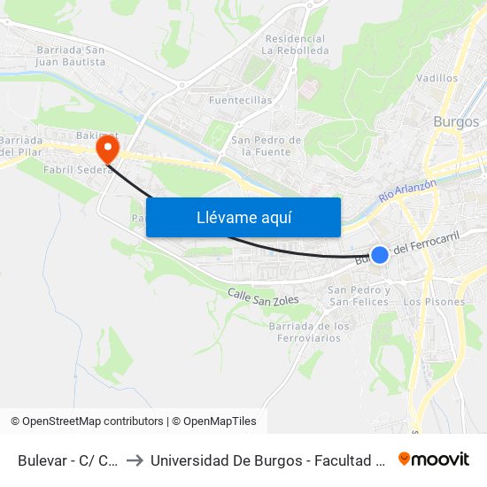 Bulevar - C/ Carmen to Universidad De Burgos - Facultad De Educación map