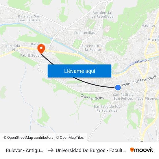 Bulevar - Antigua Estación to Universidad De Burgos - Facultad De Educación map