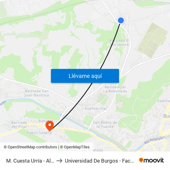 M. Cuesta Urría - Alfoz De Bricia to Universidad De Burgos - Facultad De Educación map