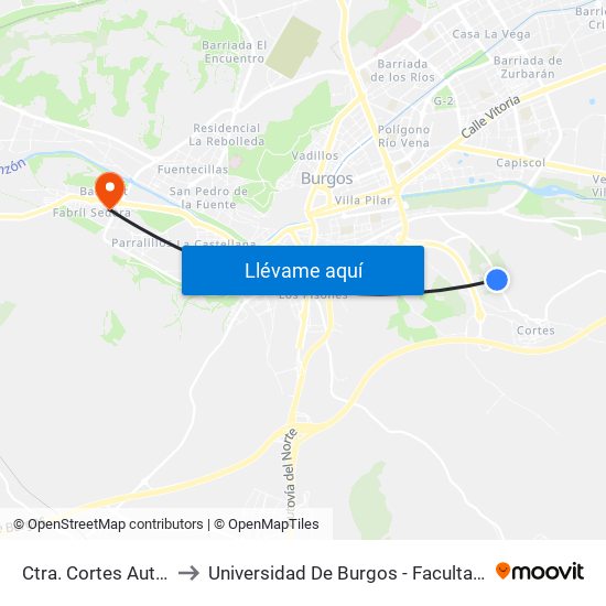 Ctra. Cortes Autoescuela to Universidad De Burgos - Facultad De Educación map