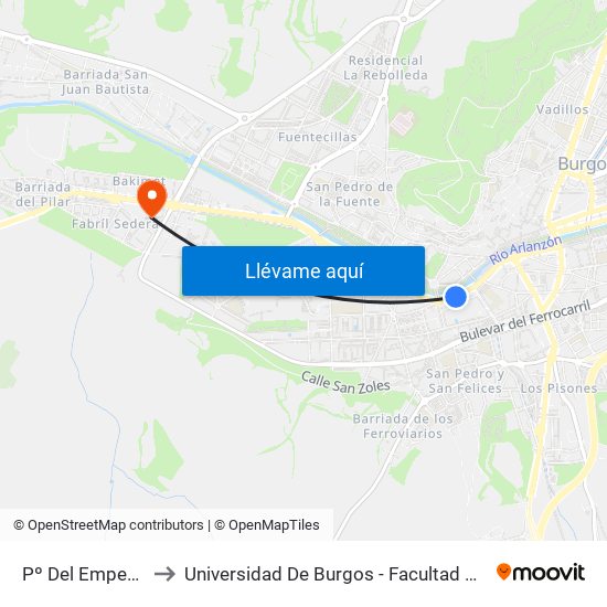 Pº Del Empecinado to Universidad De Burgos - Facultad De Educación map