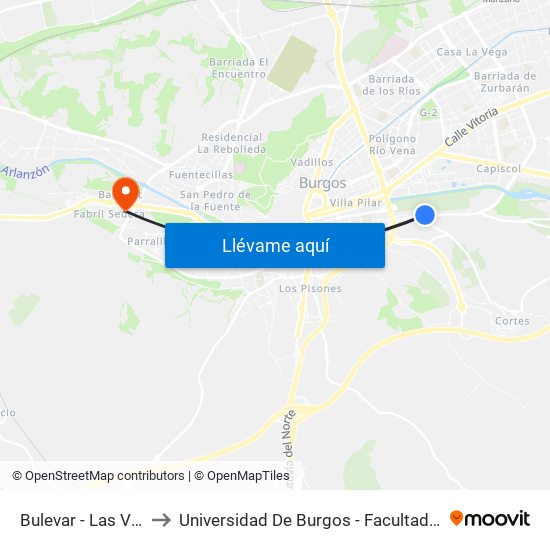 Bulevar - Las Veguillas to Universidad De Burgos - Facultad De Educación map