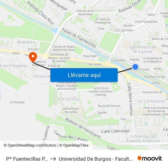 Pº Fuentecillas P. Malatos to Universidad De Burgos - Facultad De Educación map