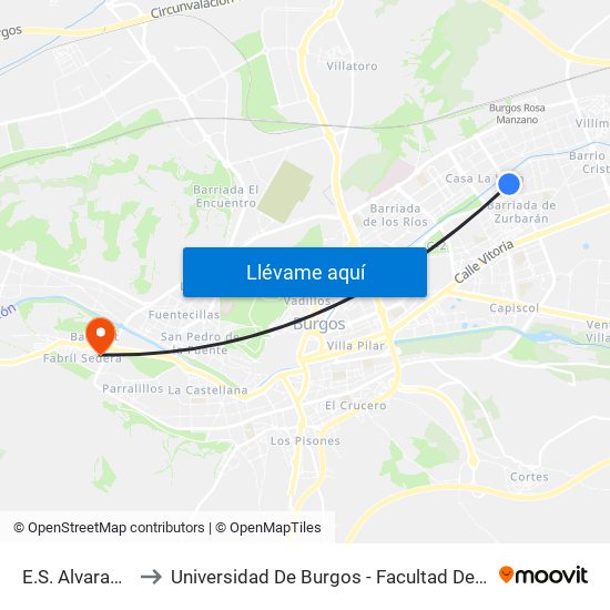E.S. Alvarado 32 to Universidad De Burgos - Facultad De Educación map