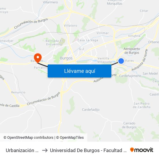 Urbanización El Soto to Universidad De Burgos - Facultad De Educación map