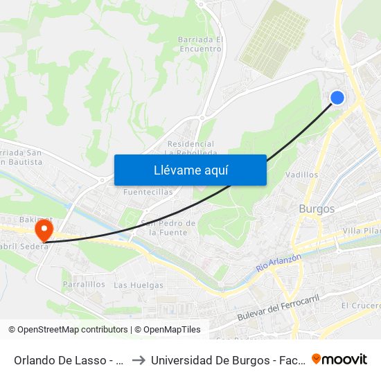 Orlando De Lasso - T.L. De Victoria to Universidad De Burgos - Facultad De Educación map