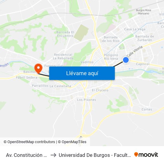 Av. Constitución Infantería to Universidad De Burgos - Facultad De Ciencias map
