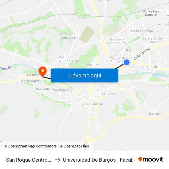 San Roque Centro Comercial to Universidad De Burgos - Facultad De Ciencias map