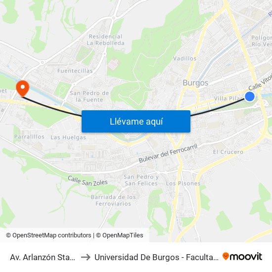 Av. Arlanzón Sta. Casilda to Universidad De Burgos - Facultad De Ciencias map