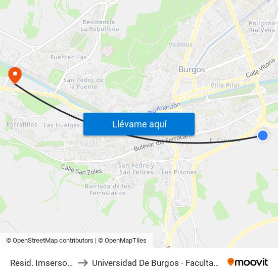 Resid. Imserso Cortes to Universidad De Burgos - Facultad De Ciencias map