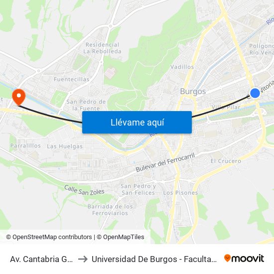 Av. Cantabria G. Militar to Universidad De Burgos - Facultad De Ciencias map