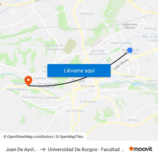Juan De Ayolas 14 to Universidad De Burgos - Facultad De Ciencias map
