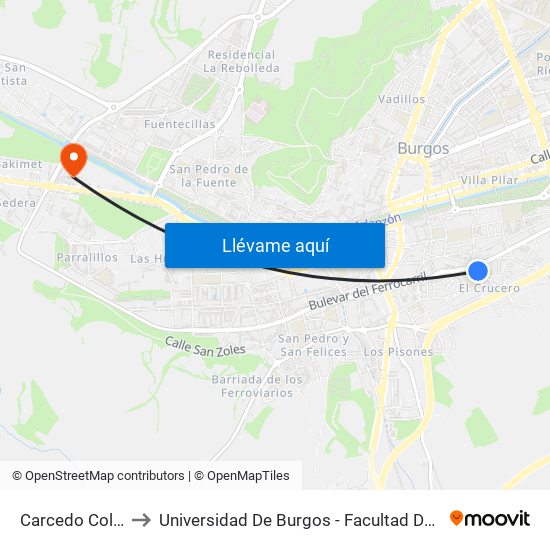 Carcedo Colegio to Universidad De Burgos - Facultad De Ciencias map