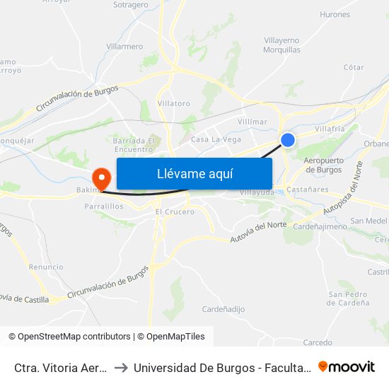 Ctra. Vitoria Aeródromo to Universidad De Burgos - Facultad De Ciencias map