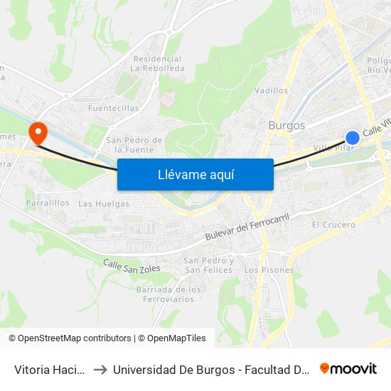 Vitoria Hacienda to Universidad De Burgos - Facultad De Ciencias map